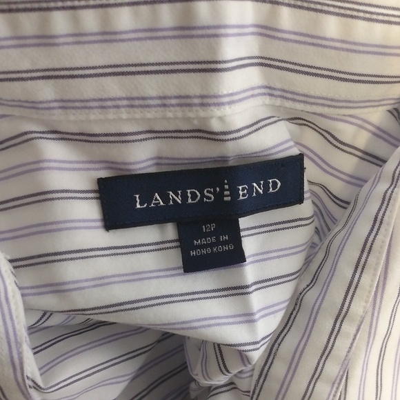 Land's End Purple and White Striped Button Down Size 12p - Picture 8 of 14